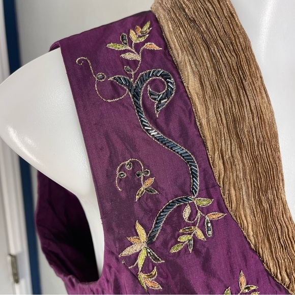 YSA Dupiré Vintage 1980s Silk Hand Beaded Art Vest - Picture 6 of 11